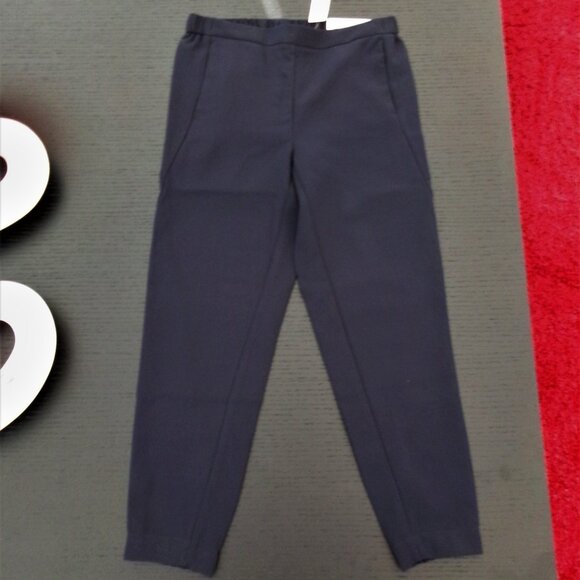 New Chico's 00R = Size 2 Relaxed Pull On Ankle Pants Navy Blue Pockets Stretch - Picture 1 of 15